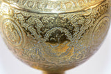 Antique Chiseled Brass Oversized Islamic Mughal Rose Water Perfume Holder Bidri