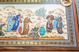 Vintage 1950s Persian Khatam Hand Painted Pen and Letter Desk Set