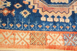 1960s Vintage Moroccan Tribal African Rug Indigo and Burnt Orange