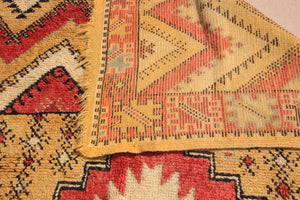 1960s Moroccan authentic Berber Rug Orange Yellow and Ivory 10 ft x 5ft.