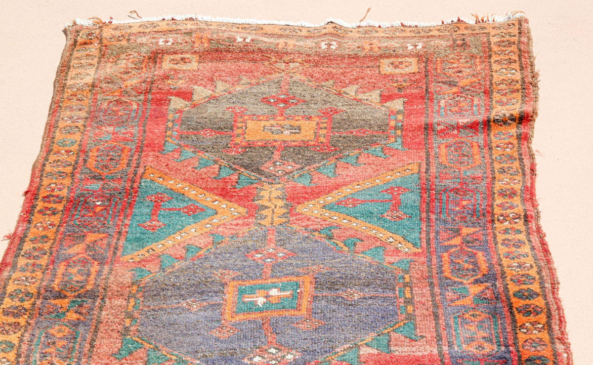 1950s Hand Knotted Vintage Carpet Rug Runner from Turkey — Turkey