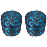 Vintage Blue Upholstered Round Moroccan Pouf