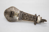 Asian Silver Metal Hand Carved Peacock Sitar Veena Form Box 1950