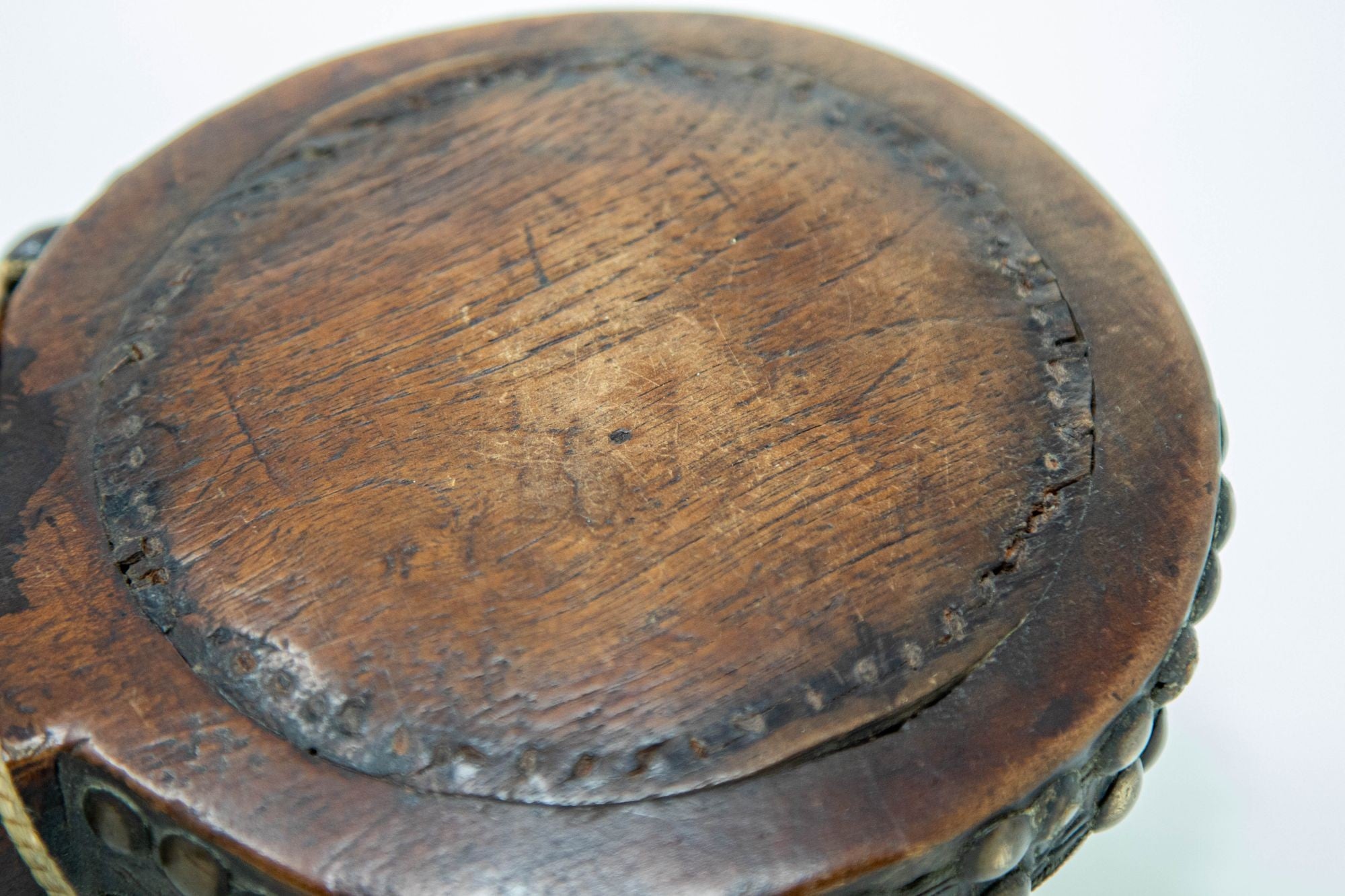 Antique African Moroccan Tribal Carved Wood Flask 19th C.