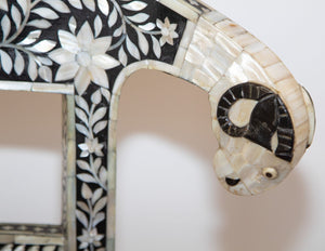 Anglo-Indian Mughal Mother of Pearl Inlaid Side Chair with Ram's Head 1 of 4