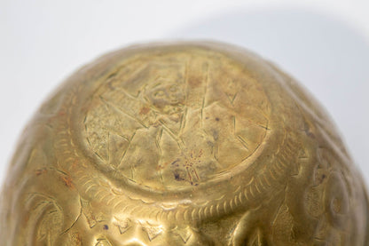 Antique Islamic Brass Chased Embossed Magic Bowl Indo Persian Mughal Brass Dish