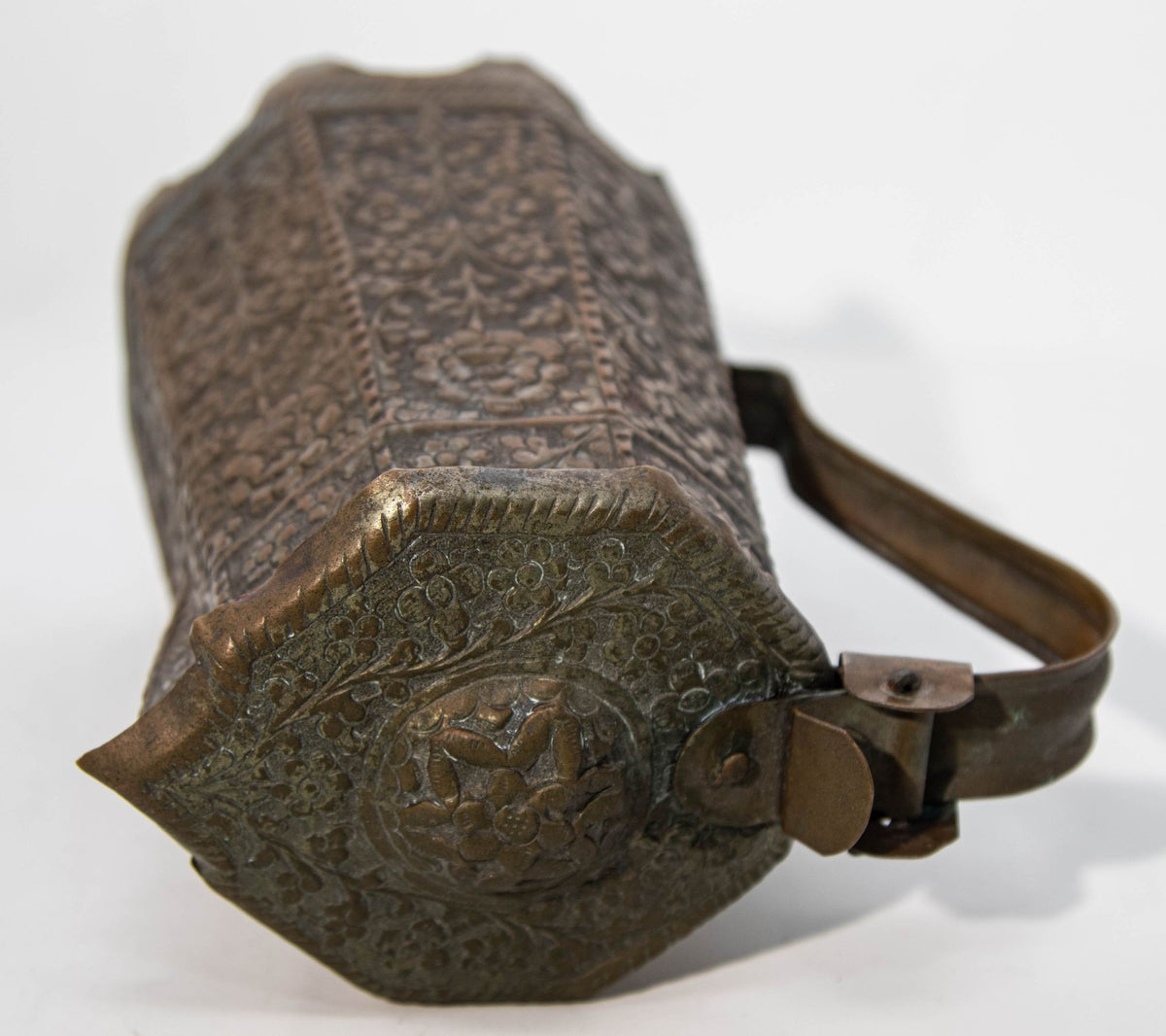 19th Century Antique Indo-Persian Copper Teapot with Floral Design