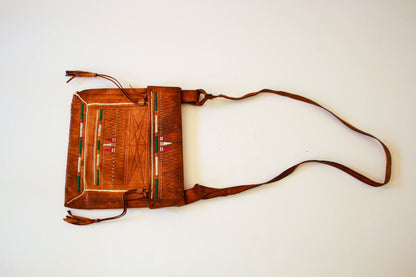 Antique African Tuareg Moroccan Shoulder Leather Bag 1960s Collectible