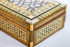 Middle Eastern Moorish Mother of Pearl Inlaid Marquetry Jewelry Box