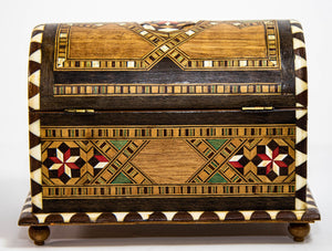 Moorish Spain Arch Top Wood Inaid Marquetry Jewelry Box