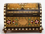 Moorish Spain Arch Top Wood Inaid Marquetry Jewelry Box