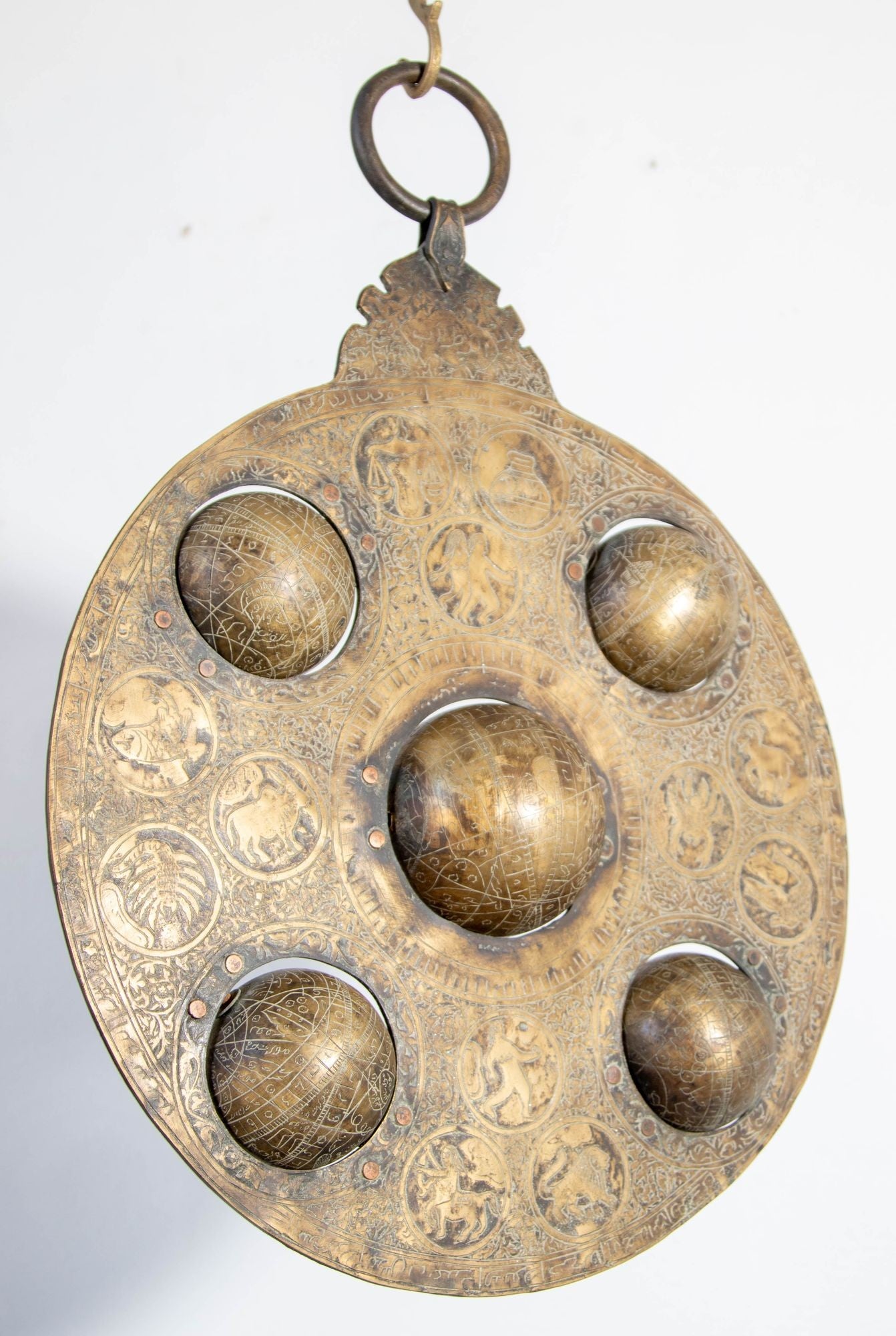 Islamic Cast Bronze Astrolabe with Five Celestial Globes Astronomical Instrument