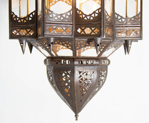 Moroccan Hanging Clear Glass Lantern in a Moorish Star Shape