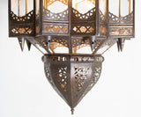 Moroccan Hanging Clear Glass Lantern in a Moorish Star Shape