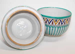 Moroccan Ceramic Covered Jar Handcrafted in Fez Morocco 1950s
