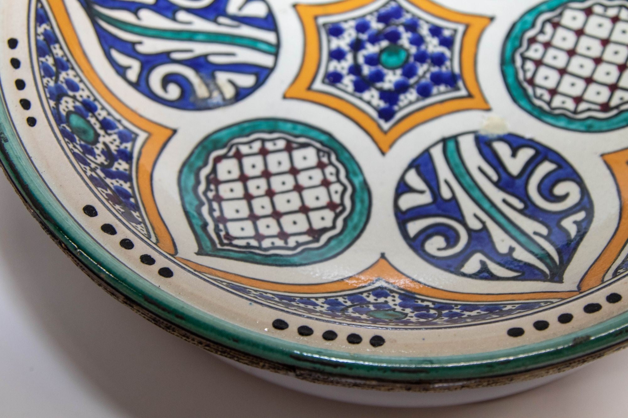 Moroccan Ceramic Bowl from Fez Antique from 1940's