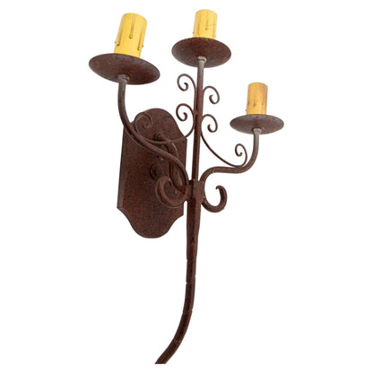 Pair of Vintage Spanish Revival Wrought-Iron Three-Light Wall Sconces — detail view 10