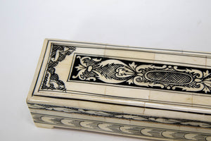 Moorish Islamic Mughal Raj Decorative Vizagapatam Carved Bone Jewelry Box India
