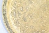 19th Century Mughal Indo Persian Fine Antique Brass Round Tray 17 in