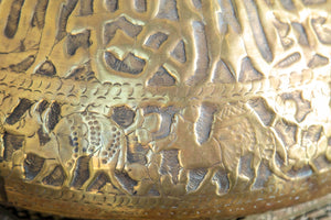Large Islamic Brass Vessel Egyptian Moorish Round Brass Polished Bowl 19th c.