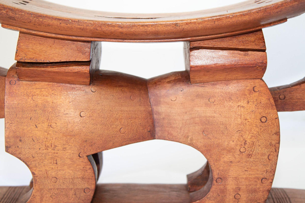 Antique Ghanian Ashanti Style Stool with Leopard Carved, Africa — additional view 6