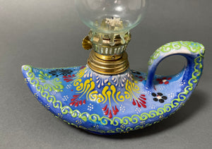 Aladdin Stylish Handmade Blue Ceramic Turkish Oil Lamp