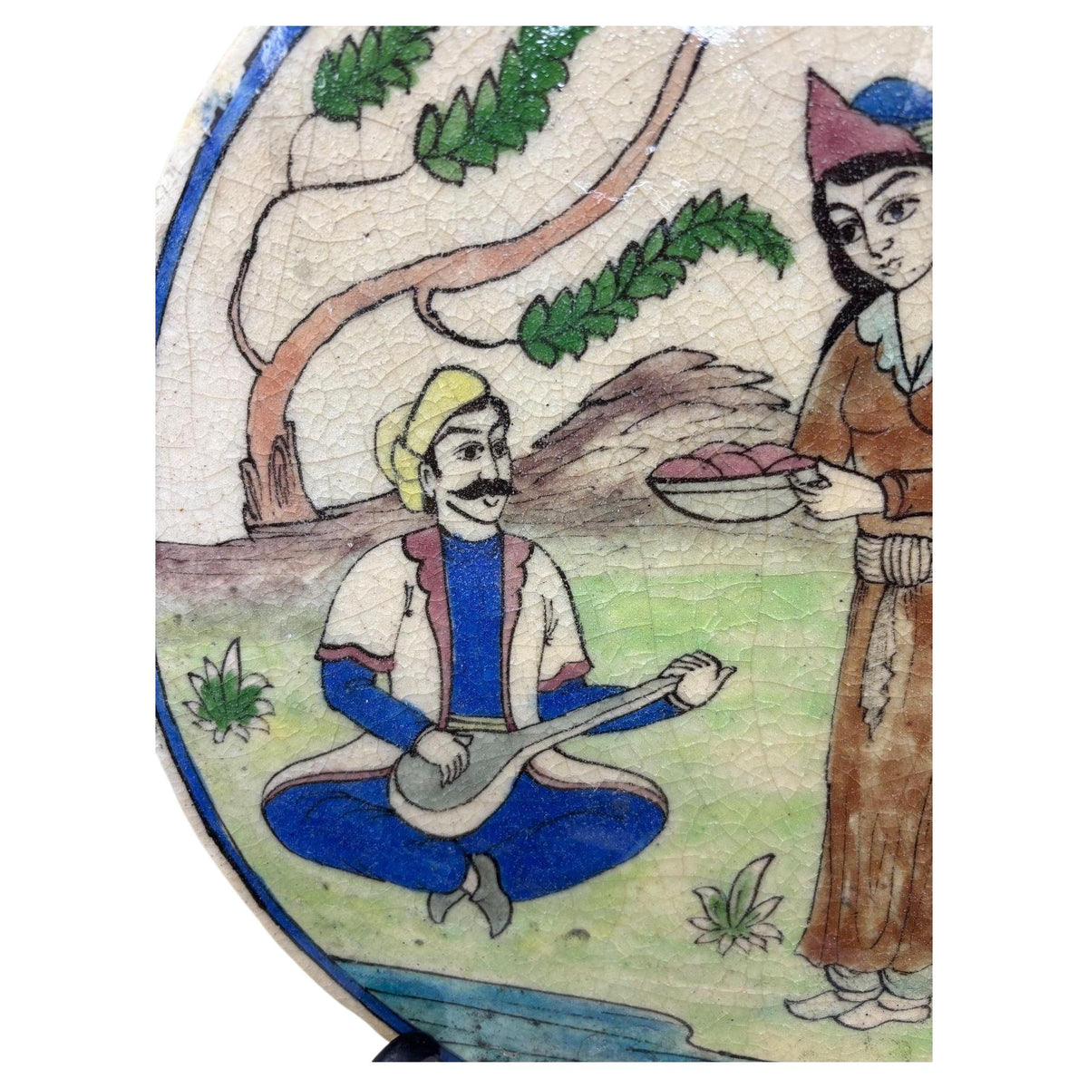 Antique Persian Qajar Ceramic Tile, Hand-Crafted, Islamic Style, 1880 — additional view 4