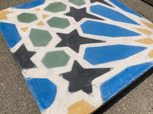 Moroccan Encaustic Cement Tile with Moorish Fez Design