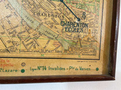 Vintage Paris Metro Map Print, Framed Mid-20th Century Artwork — additional view 6