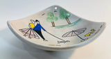 German Vintage Hand-Painted Triangular Plate