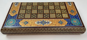 Moorish Persian Inlaid Micro Mosaic Backgammon and Chess Board