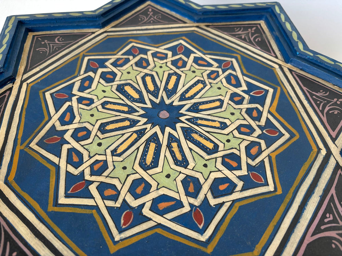 Moroccan Moorish Star Shape Blue Side Table 1960s