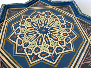 Moroccan Moorish Star Shape Blue Side Table 1960s