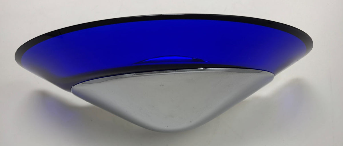 Postmodern Italian Cobalt Blue Murano Glass & Chrome Wall Sconce, 1980s 1 of 7