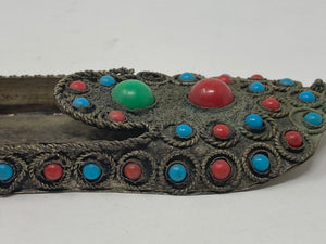 Vintage Metal Aladdin Moroccan Slipper Shoe Ashtray with Beads 1950