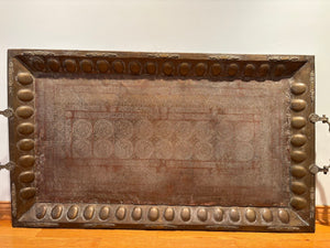 Antique Islamic Mughal Copper Metal Tray Oversized