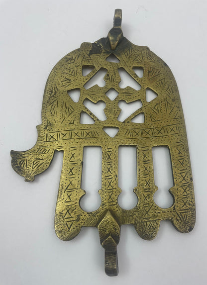 Hand-Carved Brass Khamsa by Berber Tribes of Morocco, 1920s