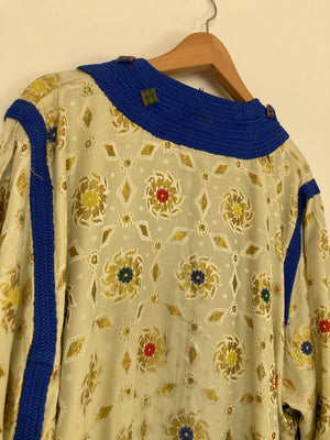 Vintage Moroccan Caftan in Royal Blue And Gold