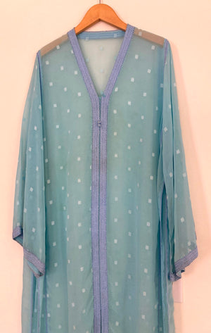 Vintage Moroccan Kaftan in Turquoise Cheer Fabric
