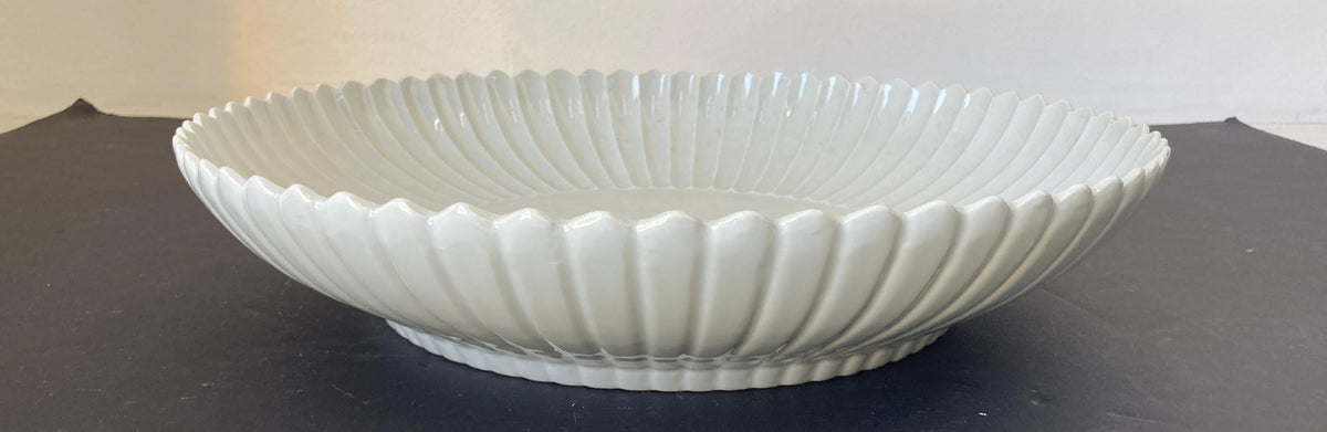 Chinese Asian White Ceramic Platter Bowl Scalloped Huge Heavy 17 in. D. — additional view 6