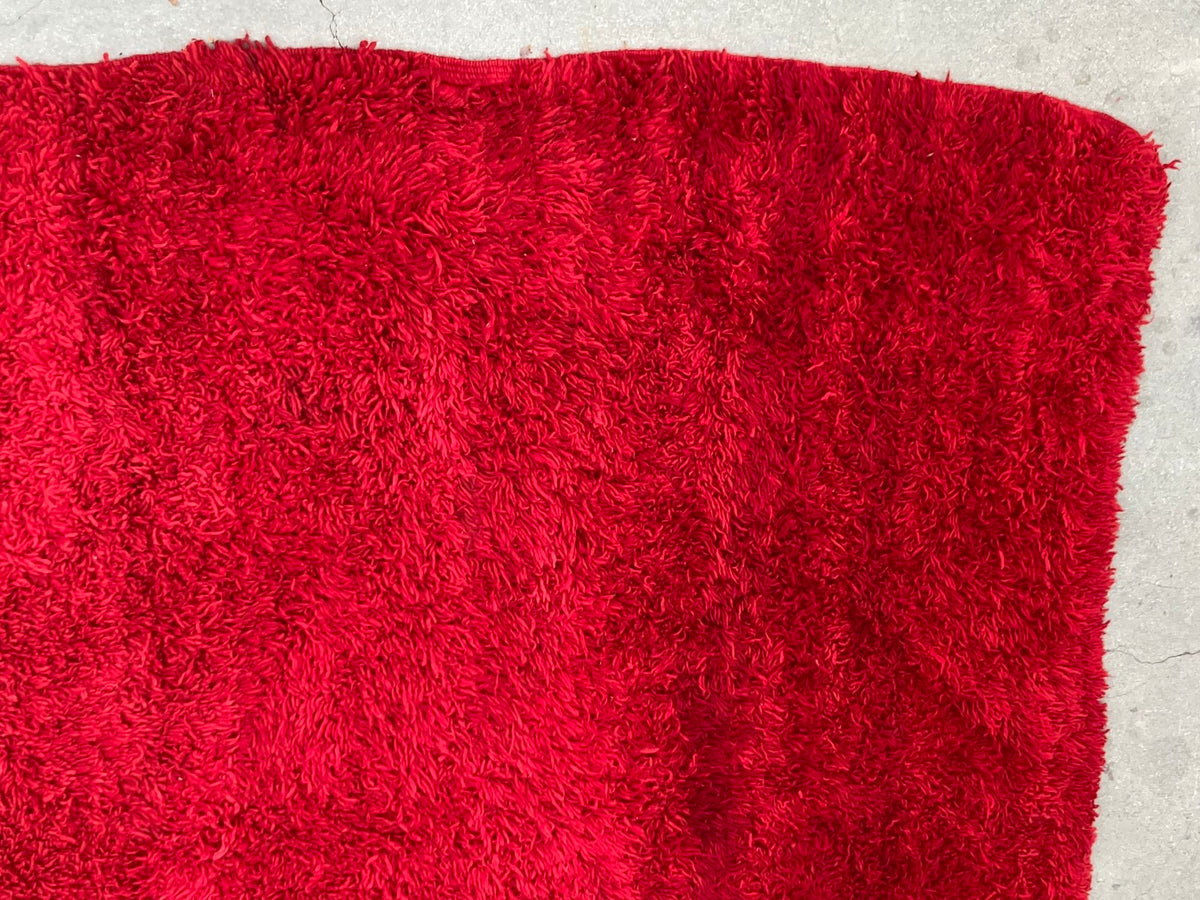 Vintage Moroccan Berber "Bed of Roses" Red Wool Rug, Handwoven, 1960s