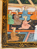 Mughal Court Scene on Silk After a 19th Century Indo-Persian Palace Painting