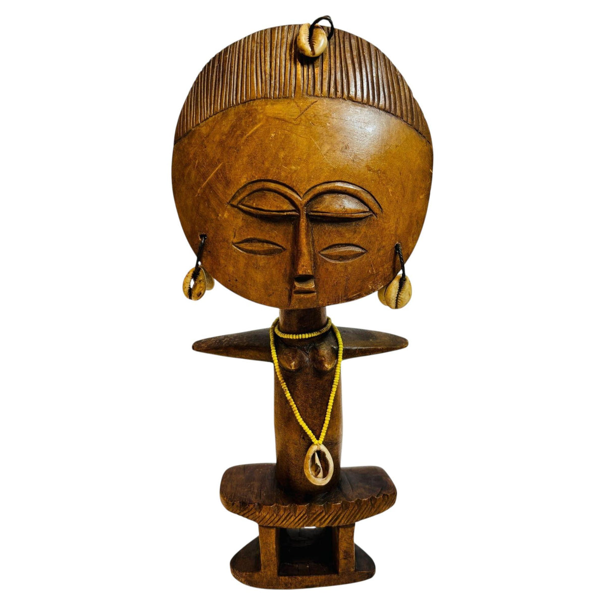 Ashanti Akua’ba Fertility Figure with Cowrie Shells, Ghana, circa 1930 — additional view 2