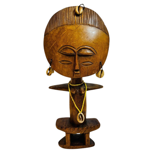 Ashanti Akua’ba Fertility Figure with Cowrie Shells, Ghana, circa 1930 — main image
