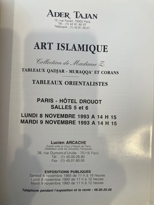 Islamic Art, Orientalist Paintings Auction Catalog Tajan 1993