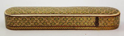 Antique Khatam Wooden Pen Box, Handcrafted Islamic Design, 1930s