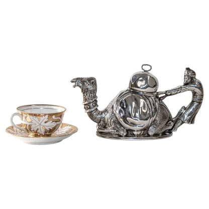 Camel Form "Karawan" Silver-Plated Teapot by Mariage Freres Paris France — detail view 13