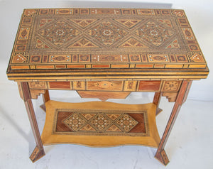 Moroccan Inlaid Card Chess Backgammon Game Table 1950
