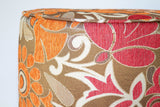 Vintage Moroccan Round Pouf Ottoman in 1970s Psychedelic Floral Velvet