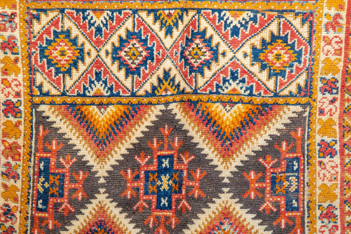 Vintage Moroccan Boujad Berber Rug, Hand-Knotted Wool, Folk Art, 1960s